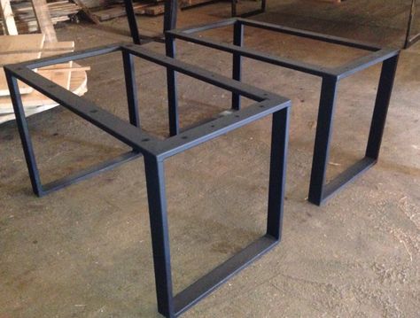 3x1 hot rolled steel tubing u-shaped leg bases #custommetaltablebases Steel Tube Ideas, U Shaped Coffee Table, Meja Industrial, Coffee Tables With Storage, Urban Industrial Decor, Hot Rolled Steel, Tables With Storage, Office Table Design, Industrial Design Furniture