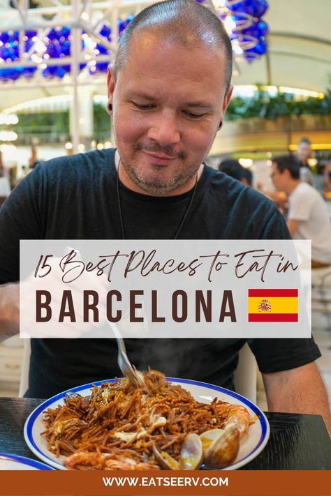 Wondering where to eat in Barcelona. This Barcelona food guide shares the 15 best restaurants in Barcelona right now. It has every thing from casual dining, tapas bars, and Michelin rated fine dining restaurants. No matter your budget or your preferences this guide is your go to resource for the best places to eat in Barcelona. What To Eat In Barcelona Spain, Best Tapas In Barcelona, Where To Eat In Barcelona Spain, Places To Eat In Barcelona, Best Places To Eat In Barcelona, What To Eat In Barcelona, Best Food In Barcelona, Dinner In Barcelona, Barcelona Food Guide