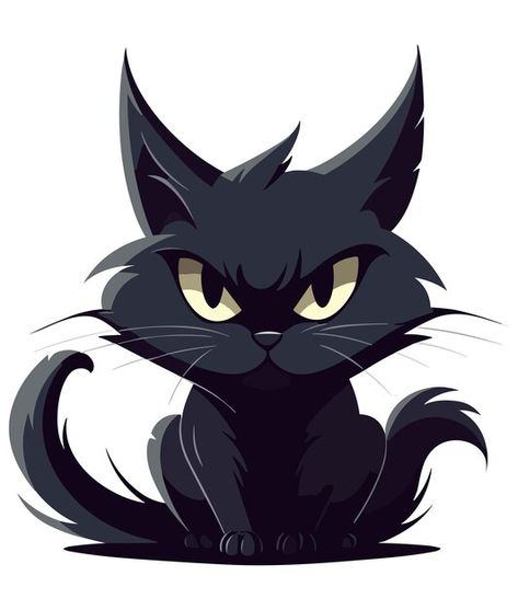 Vector mysterious black cat design black... | Premium Vector #Freepik #vector #clipart #black-cat #cartoon-cat #cat-cartoon Cartoon Cat Drawing, Black Cat Illustration, Black Cat Design, Painted Rock Animals, Cat Vector, Cat Clipart, Rock Painting Patterns, Cat Character, Halloween Drawings