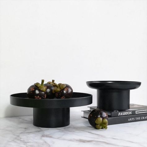 PRICES MAY VARY. 【Black High Base Fruit Bowl】 Pure black simple fruit bowl, stylish high base design, adds a sense of space layering, visually more beautiful. Classic round tray, large enough capacity. Simple and modern fruit stand can be perfectly integrated into any corner of your home, very suitable for table settings and family gatherings. 【Kitchen Countertop Fruit Bowl】 There are two sizes, large and small. It is recommended to buy both sizes together. The large fruit plate is suitable for Fruit Perfumes, Plateau Charcuterie, Fruit Holder, Fruit Bread, Cupcake Holder, Fruit Dishes, Round Storage, Desktop Decor, Fruit Tray