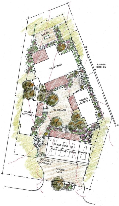 Family Village Plans, Family Compound Ideas Layout, House Exterior And Interior, Compound House, Multigenerational House Plans, Resort Design Plan, Multigenerational House, Family Compound, Tiny House Village