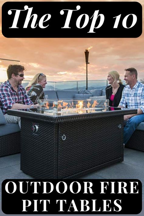 Fire Pit Table: See reviews of the top 10 outdoor fire pit tables for your patio. #firepittable #outdoorfirepittable #firepit #FireplaceLab Screened In Porch With Fire Table, Patio With Fire Table, Fire Tables Outdoor, Fire Pit Table Top, Fire Pit Tables, Outdoor Propane Fire Pit, Porch Design Ideas, Deck Fire Pit, Outdoor Fire Pit Designs