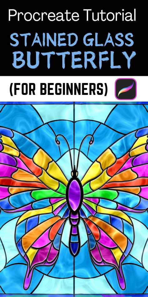 Learn to create beautiful stained glass butterflies in Procreate with this easy step-by-step tutorial. Perfect for beginners! Discover tips and tricks for drawing, coloring, and adding texture. #procreate #procreatetutorial #stainedglass #stainedglassart #butterflyart #digitalart #digitalpainting #ipadart #ipadprocreate #arttutorial Stained Glass Watercolor, Texture Procreate, Glass Butterflies, Dragonfly Stained Glass, Procreate Tutorials, Different Drawing Styles, Butterfly Tutorial, Stained Glass Patterns Free, Procreate Art