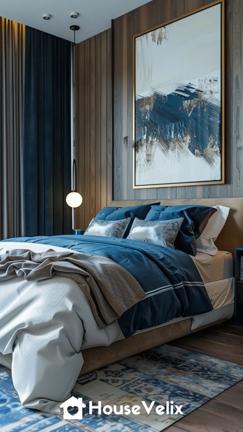 Brown and Blue Palette Brown And Blue Bedroom Ideas, Blue Bedroo, Brown Bedrooms, Brown Bedroom Ideas, Brown Accent Wall, Light Blue Bedroom, Bedroom Ambiance, Oak Bedroom, Brown Bedroom