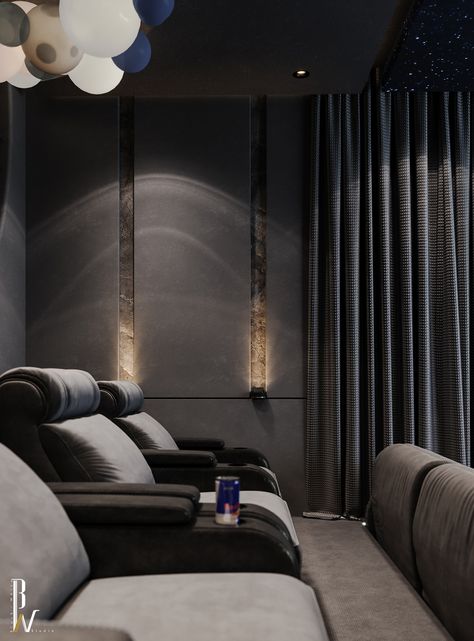 Neo Classic Villa, Small Theater Room, Home Theatre Room Ideas, Cinema Room Design, Home Theatre Design, Home Theater Curtains, Home Cinema Design, Theatre Room Ideas, Home Theater Room Design