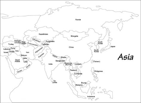 Map of Asia | Printable Large Attractive HD Map of Asia With Country Names | WhatsAnswer Asia Map Printable, Asian Maps, Peta Asia, Blank World Map, Countries Of Asia, Map Quiz, Map Sketch, Asia Continent, Asian Continent