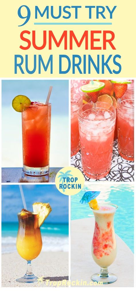 Drinks Made With Rum, Summer Rum Drinks, Rum Drinks Recipes, Pool Drinks, Rum Punch Recipes, Yummy Summer Drinks, Good Rum, Tropical Drinks, Summer Drinks Alcohol