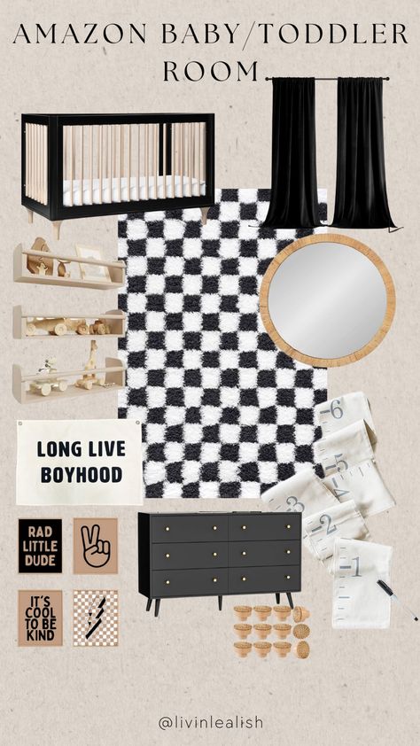 Boat Wades Retro Checkered Preppy … curated on LTK Black Wallpaper Nursery, Black White Brown Nursery, Rad Little Dude Nursery Theme, Black Neutral Nursery, Black And White Checkered Nursery, Cool Boy Nursery, Twin Boy Nursery Ideas, Black And White Boy Nursery, Checkered Nursery Baby Boy