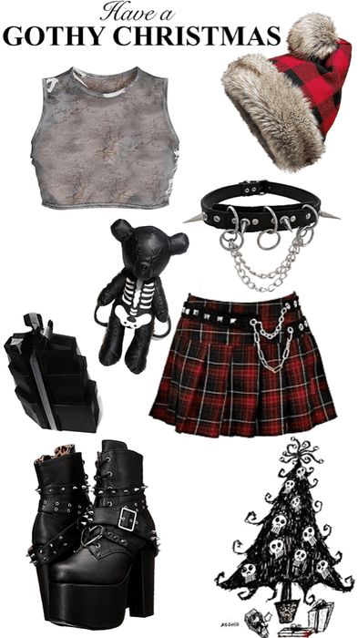 Emo Christmas Outfits, Christmas Goth Outfit, Y2k Christmas Outfits, Alt Christmas Outfits, Goth Christmas Outfit, Emo Christmas, Aesthetic Clothes Grunge, Black Friday Shopping List, Gothic Things