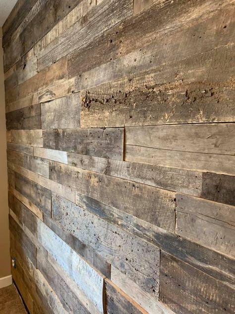 Wood Lath Art, Barn Board Wall, Speakeasy Decor, Barn Wood Wall, Wood Wall Design, Pallet Walls, House Cladding, Barnwood Wall, Wood Pallet Wall