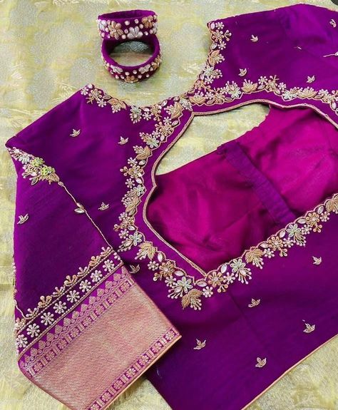 Dm@9640490158 Designer Emblished maggam work customised blouses Fabric: cottonsilk Dispatch: 4 days Price : .2600unstitched 3150stitched Colours and sizes can be customised accordingly Latest Maggam Work, Latest Blouse Neck Designs, Pink Blouse Designs, Blue Blouse Designs, Latest Bridal Blouse Designs, Blouse Designs Catalogue, Latest Blouse Designs Pattern, Latest Model Blouse Designs, New Saree Blouse Designs