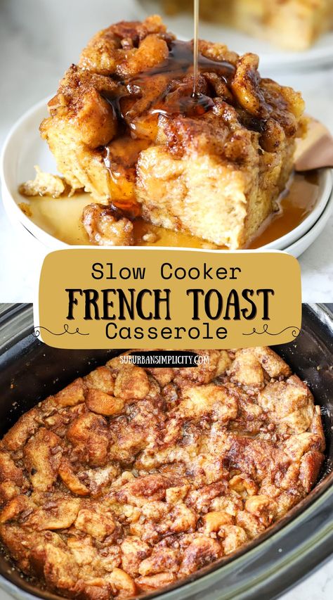 Slow Cooker French Toast, Crockpot French Toast, Breakfast Crockpot Recipes, Slow Cooker Breakfast, French Toast Casserole Recipes, Ultimate Breakfast, Crockpot Breakfast, Crockpot Dishes, Large Crowd