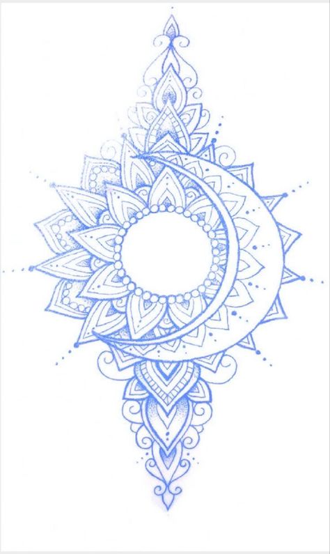 Sun And Moon Mandala Tattoo Design, Sun Moon Mandala Tattoo, Simple Boho Tattoos, Sun And Moon Mandala Drawing, Mandala Sun And Moon Tattoo, Mandala Moon Tattoo, Sun Mandala Tattoo, Cool Drawings Tumblr, Tattoo Sol E Lua