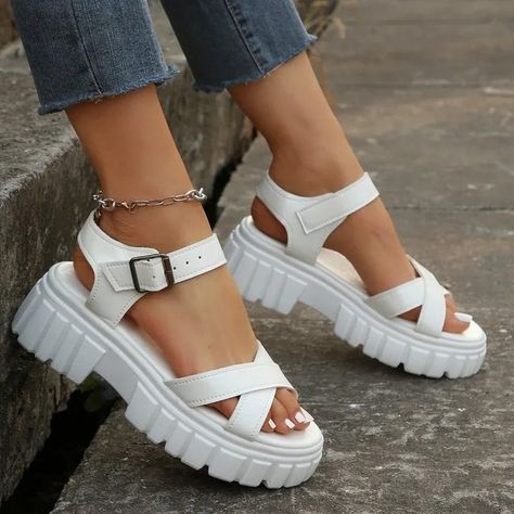 Women's Sandal High Quality New Summer Outdoors Thick Heel Buckle Solid Color Non-slip Casual Comfortable Sandals for Woman 27.95 and FREE Shipping Tag a friend who would love this! Active link in BIO #hashtag13 #hashtag14 #hashtag15 #hashtag16 #hashtag17 #hashtag18 High Heel Gladiator Sandals, Womens Gladiator Sandals, Womens Sandals Summer, Platform Block Heels, Thick Heel, White Sandals, Designer Sandals, Thick Heels, Comfortable Sandals