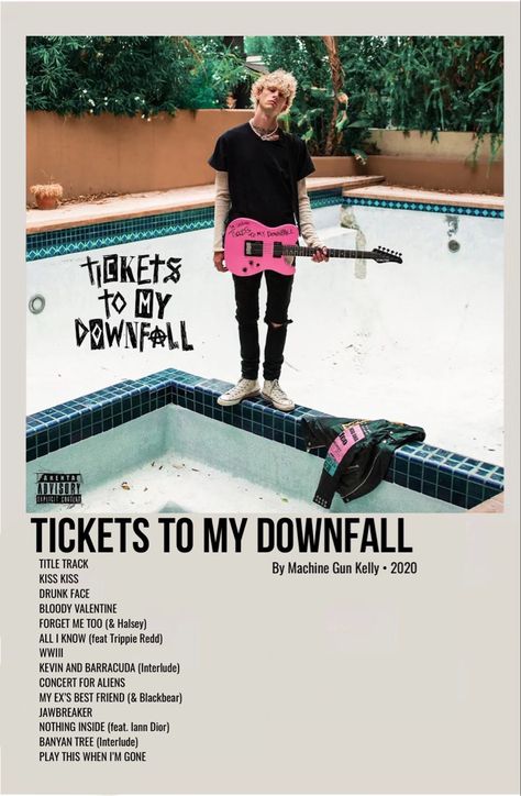 minimal polaroid album cover poster for tickets to my downfall by machine gun kelly Mgk Tickets To My Downfall, Tickets To My Downfall, Drunk Face, Lyrics English, Minimalist Music, Ex Best Friend, English Lyrics, Music Poster Ideas, Colson Baker