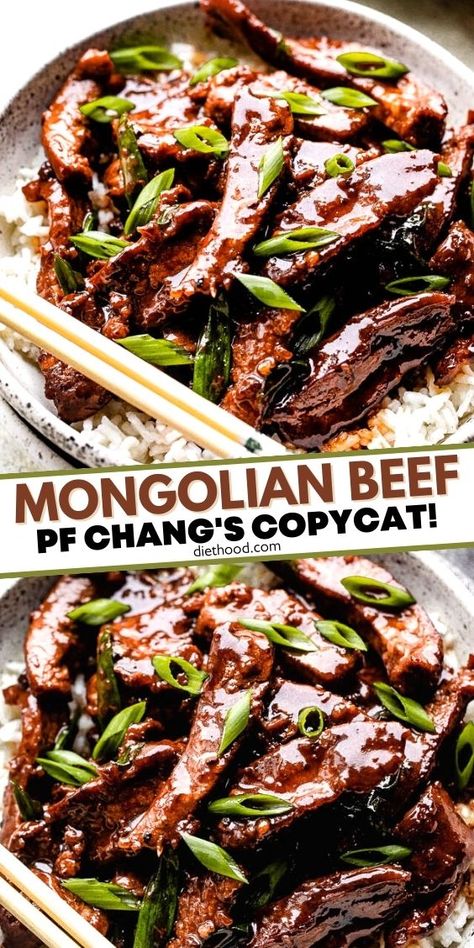 This Mongolian Beef recipe is made with flank steak that is simmered in a sweet soy sauce mixture and served on a bed of rice. This delicious recipe is easy to make and tastes just like P.F. Chang’s! Mongolian Beef Recipe, P F Chang, Sweet Soy Sauce, Mongolian Beef Recipes, Flank Steak Recipes, Beef Steak Recipes, Mongolian Beef, Beef Recipe, Beef Recipes Easy