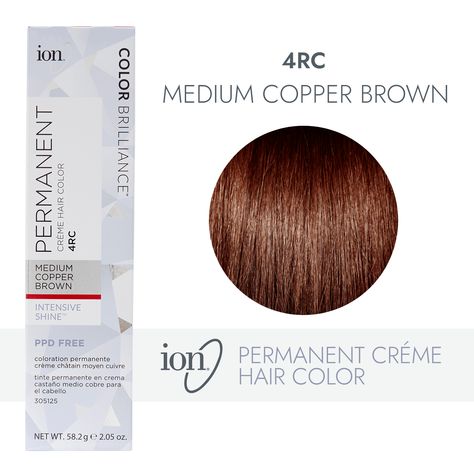 Ion Hair Color Chart, Medium Copper Brown, Auburn Red Hair Color, Ion Hair Colors, Brown Auburn Hair, Copper Brown Hair Color, Brown Hair Color Chart, Copper Brown Hair, Ion Color Brilliance