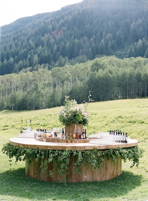 Easton Events, Backyard Wedding Ceremony, Aspen Wedding, Wood Bar, Wedding Bar, Outdoor Bar, Backyard Wedding, Spring Wedding, Barn Wedding