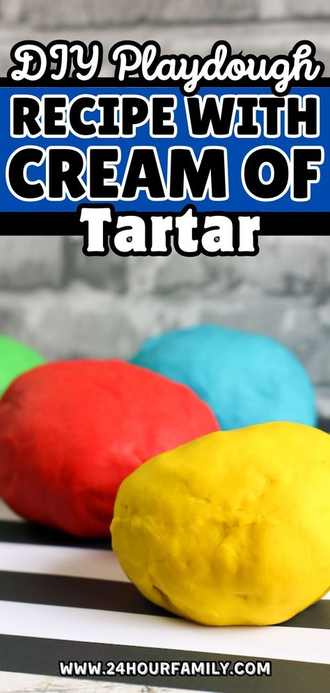 Learn how to make homemade playdough with cream of tartar using this simple recipe. This soft and pliable playdough is great for sensory activities and imaginative play. DIY Easy playdoh recipe for preschoolers. Playdoh Recipe Cream Of Tartar, Play Dough Recipe With Cream Of Tartar, Play Doh Recipe Without Cream Of Tartar, Playdough Recipe With Cream Of Tartar, Cream Of Tartar Play Dough Recipe, Playdoh Recipe Simple, Playdough Recipe Without Cream Of Tartar, How To Make Playdough, Playdough With Cream Of Tartar