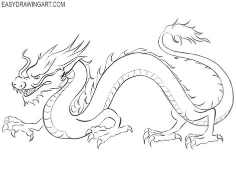 How to Draw a Chinese Dragon | Easy Drawing Art Chinese Dragon Drawing, Dragon Line, Japanese Dragon Drawing, New Year's Drawings, Easy Dragon Drawings, Chinese Drawing, Chinese Dragon Art, Dragon Chino, Chinese New Year Dragon