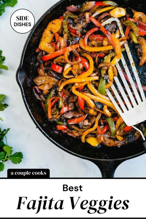 Fajita Sauce, Vegetarian Fajitas, Fajita Veggies, Vegan Fajitas, Veggie Fajitas, Fajita Vegetables, Homemade Fajita Seasoning, Couple Cooking, Vegetarian Cookbook