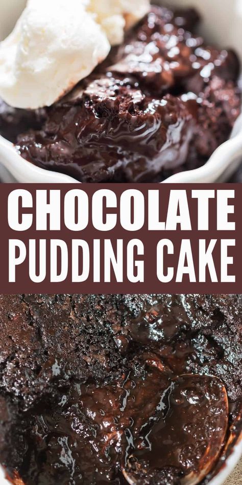 Hot fudge chocolate pudding cake is gooey, fudgy, messy, chocolatey and super yummy! This super easy and fast to make! #puddingcake #chocolatecake #chocolatepuddingcake #hotfudgecake #decadentdessert #easy #recipe #homemade #cocoapowder Brownie Pudding Cake, Baking Chocolate Cake, Chocolate Cake Pudding, Chocolate Pudding Dessert, Pudding Sauce, Chocolate Pudding Cake Recipe, Baked Chocolate Pudding, Dip Appetizers, Pudding Cakes