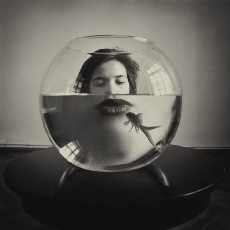 Canon Eos 5D Mark II. In People, Miscellaneous, Female. Just A Kiss 2, photography by Maria Frodl. Image #492383 Distortion Photography, Photographie Portrait Inspiration, The Smiths, Foto Tips, Conceptual Photography, Foto Art, Fish Bowl, Creative Portraits, Foto Inspiration