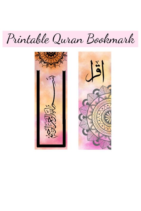 Quran bookmarks to gift to your loved ones on Eid. Ramadan gift ideas for all."Bismillahirahmaniraheem" written bookmark.iqrah written bookmarks.These two bookmarks are available at my instagram page for reasonable price.if you live this idea dont for get visit my page and save this. Bookmark For Quran, Ramadan Bookmark, Quran Bookmarks, Islamic Bookmarks, Watercolour Mandala, Bookmark Printable, Origami Bookmarks, Handmade Bookmarks Diy, ملصق ديني