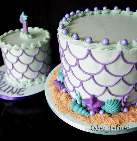 3rd Birthday Mermaid Cake, Kitty Mermaid Cake, Mermaid Cakes Simple, Simple Ariel Cake, Mermaid Shaped Cake, Food For Mermaid Party, Mermaid Party Cake Ideas, Mermaid Cake And Cupcakes, Hello Kitty Mermaid Cake