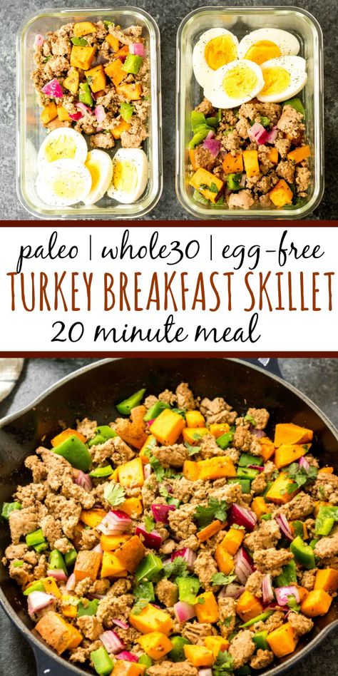 Egg Free Breakfast, Whole30 Breakfast, Turkey Breakfast, Breakfast Skillet, Whole 30 Breakfast, Idee Pasto, Easy Morning, Pan Meals, Paleo Breakfast