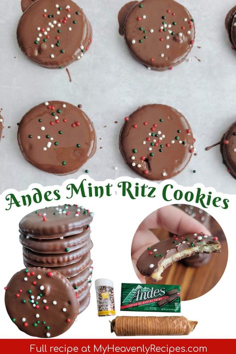 Andes Mint Recipes, Mint Cookies Recipe, Ritz Cookies, Christmas Snack Recipes, Cookies With Caramel, Andes Mint Cookies, Andes Mint Chocolate, Ritz Cracker Recipes, Mint Desserts