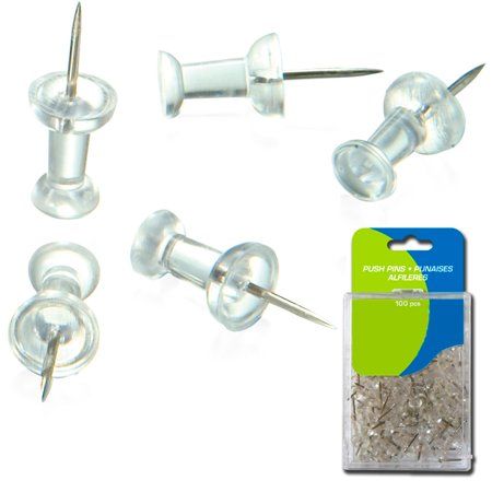 "100 Pcs Push Pin Thumb TackClearColor 3/8\" Drawing Cork Board Office Pushpin ! Pushpins are precision crafted with a 3/8\" hardened steel point. Heads are 1/2\" in length and 1/4\" in diameter. Clear color brighten bulletin boards and attract attention." College Dorm Necessities, Office Cork Board, Transparent Drawing, Cork Board Map, Office Board, Decorative Push Pins, College Packing Lists, Plastic Board, Push Pin Map