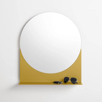 Powder-coated steel creates a stellar mirror backdrop and an elegant ledge to hold your personal effects. It may not gain you more followers, but it will keep you and your space looking sharp. Finish: Mustard Blu Dot Glance Mirror - Wall & Accent Mirrors in Yellow | Size 25.0 H x 22.0 W x 5.0 D in | Perigold Mirror Backdrop, Wall Accent, Blu Dot, More Followers, Accent Mirrors, Work Office, Apartment Ideas, All Modern, Orange Yellow