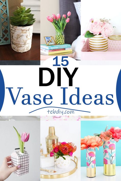 Try These15 Creative DIY Vase Ideas To Glam up Your Home Crafts With Vases, Diy Vase Ideas, Diy Crafts Vases, Diy Vase Decor, Diy Flower Vase, Vase Project, Vase Ideas, Paper Peonies, Vase Crafts