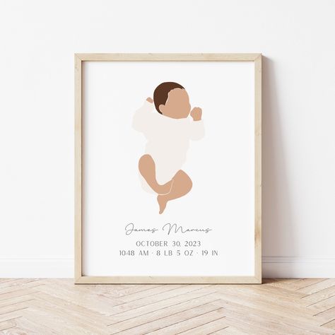 Personalized Birth Stats Poster Printable Birth Print Boy Christening Gift Newborn Gift Girl Nursery Print Baby Illustration Custom Wall Art by RobbinsNested on Etsy Baby Illustration Art, Baby Girl Nursery Sign, Modern Nursery Art, Christening Gifts For Boys, Ipad Ideas, Baby Birth Stats, Floral Nursery Decor, Newborn Birth, Birth Prints