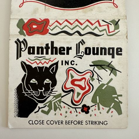 Vintage Matchbooks, Matchbook Art, Lost Boys, Cocktail Bar, Vintage 1960s, Panther, Illinois, 1960s, Gift Card