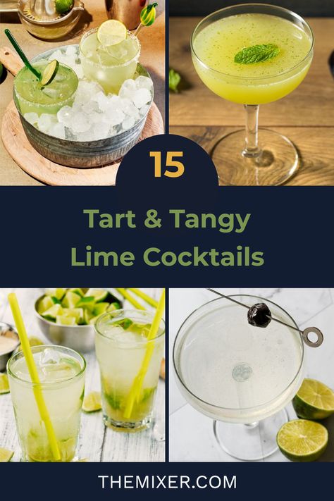 Lime Beverages, Lime Cocktail Recipes, Lime Cocktails, Cocktails To Make At Home, Easy Summer Cocktails, Citrus Cocktails, Lime Margarita, Pisco Sour, Tiki Drinks