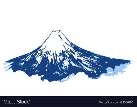 Fuji Mountain Illustration, Japanese Mountain Art, Mount Fuji Illustration, Gunung Fuji, Mountain Sketch, Mount Fuji Japan, Brush Texture, Japanese Mountains, Fuji Mountain