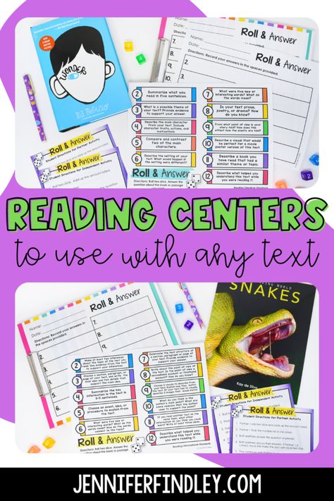 4th Grade Centers, Guided Reading Binder, Elementary Reading Activities, Jennifer Findley, Library Project, Reading Center, 5th Grade Ela, Middle School Activities, Fluency Activities