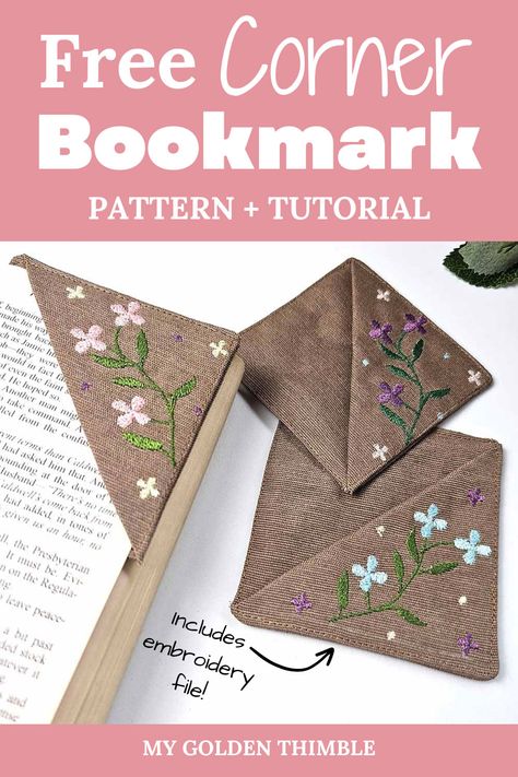 Paper Corner Bookmarks How To Make, Corner Bookmark Pattern Free, Book Markers Ideas Diy Easy, Diy Corner Bookmarks Tutorials, Corner Page Bookmarks Diy, Diy Bookmarks Corner, Corner Page Bookmarks, Embroidered Corner Bookmark Diy, How To Make Corner Bookmarks