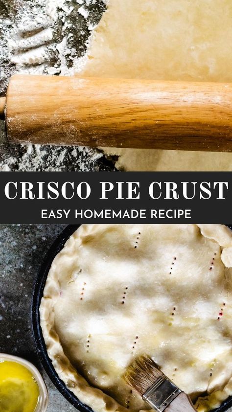 A rolling pin rolling Crisco pie crust dough out and fitting it into a pie pan. Pie Crust Recipe With Vinegar, Shortening Pie Crust, Pie Crust With Shortening, Crisco Pie Crust Recipe, Crisco Pie Crust, Savory Pie Crust, Sweet Pie Crust, Best Pie Crust Recipe, Perfect Pie Crust Recipe