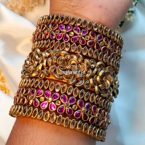 Golden roses bloom with grace, 🌹 Bangles that shimmer in their place, ✨ A timeless beauty, pure and chaste. 💛💫 . . . Design Code - Nava0031 . . “Get yours now in your favorite color! 🎨✨" . . "Customize bangles with raw silk thread! 🎨💫@nava.neela" . . DM us on Instagram or WhatsApp to 8300830771 . . #navaneela #bangles #silkthreadbangles #silkthreadjewelry #kundanbangles #weddingbangles #bridalbangles #returngifts #festivebangles #southindianbangles #bride #bangleset #weddinginspiration #Ind... Bangles For Bride, Bangle Ceremony, Golden Roses, Silk Thread Bangles Design, Bloom With Grace, Fairy House Crafts, Thread Bangles Design, Kundan Bangles, House Crafts