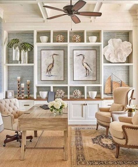 Coastal Decorating Living Room, Rustic Tray, Genius Ideas, Coastal Living Rooms, Coastal Living Room, Home Office Space, Design Jobs, A Desk, Home Office Design