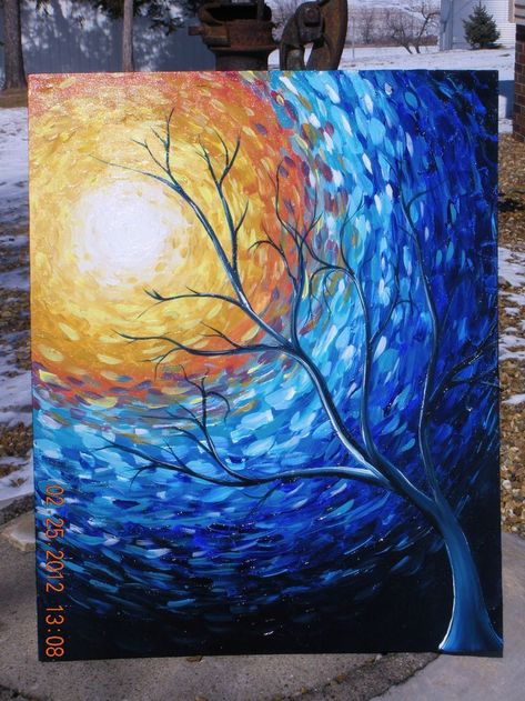 20 Oil And Acrylic Painting Ideas For Enthusiastic Beginners #OilPaintingOnCanvas Sun Painting, Soyut Sanat Tabloları, Lukisan Cat Air, Wow Art, Blue Painting, Impressionist Art, Beginner Painting, Acrylic Canvas, Art Watercolor