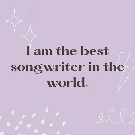 A purple background with the text overlay, "I am the best songwriter in the world." Career Affirmations, I Am The Best, Basketball Girl, Manifesting Vision Board, Vision Book, Career Vision Board, Dream Motivation, Dream Music, Dream Vision Board