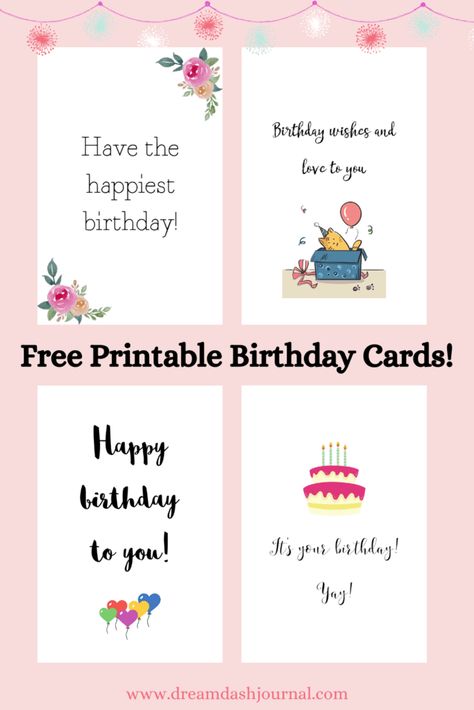 Free birthday card printables! Download and print these pdf birthday cards, totally free. The perfect last minute birthday cards! #freeprintables #birthdaycardprintables #freebirthdaycards #printables Teacher Birthday Card, Printable Birthday Cards, Free Printable Birthday Cards, Birthday Cards To Print, Happy Birthday Tag, Cute Happy Quotes, Best Friend Birthday Cards, Happy Birthday Cards Printable, Cards Easy