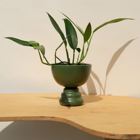 A pedestal style planter thrown in two pieces and trimmed to fit each base perfectly. These are like the orbital and the square, but they are not thrown to any specific design. These are more of an improvised shape. Size-wise these are bigger than the small orbital and square stacking planters, but are smaller than the large. They are all around the 4in nursery pot size. Glazed inside and out. The top can be removed so you can toss spent water, or fill bottom basin to create a self watering system using string through the potted plants root system. Check the below stats to know the interior dimensions to know how much plant can call itself home in them :) All dimensions are inches tall x inches wide at mouth and inches tall in total with the base and top. 1: 6.5”x3.75”. 9.75” *small dot un Stacking Planters, Self Watering System, Pedestal Planter, Self Watering Pots, Watering System, Interior Dimensions, Root System, Self Watering, Plant Roots