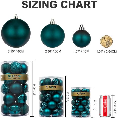 Christmas Tree Decorating Business, Large Christmas Tree Balls, Dark Teal Christmas Tree, Orange And Teal Christmas Tree, Dark Teal Christmas Decor, Teal Christmas Tree Ideas, Teal And Gold Christmas Tree, Futuristic Christmas, Teal Decorations