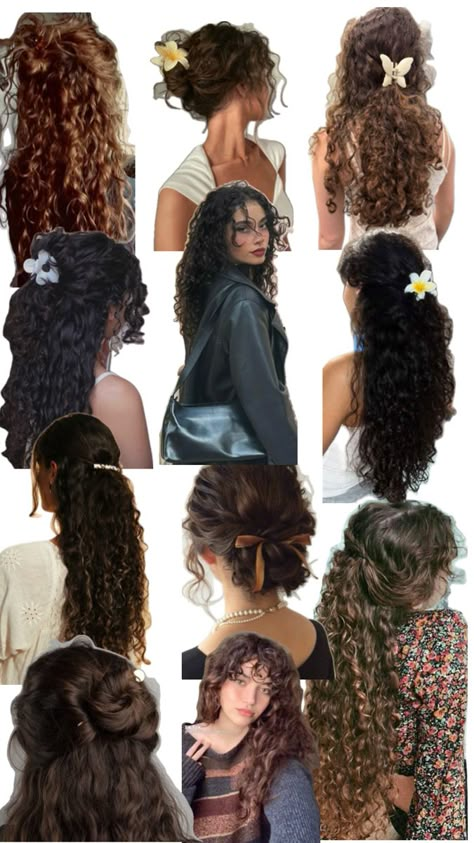 Curly Bridal Hair, Long Natural Curly Hair, Curly Hair Care Routine, Hairstyle Examples, Mixed Curly Hair, Curly Wedding Hair, Hair Upstyles, Cute Curly Hairstyles, Curly Hair Styles Easy