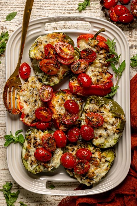 Stuffed Bell Peppers Vegetarian, Vegetarian Lasagna Soup, Baked Stuffed Peppers, Vegetarian Stuffed Peppers, Best Vegan Protein, Vegan Protein Sources, Bell Pepper Recipes, Vegetarian Lasagna, Roasted Butternut Squash Soup